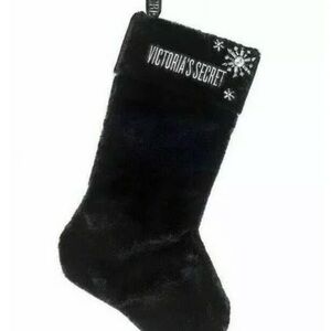 Victoria's Secret 2019 Holiday Black and Silver Plush Rhinestone Stocking